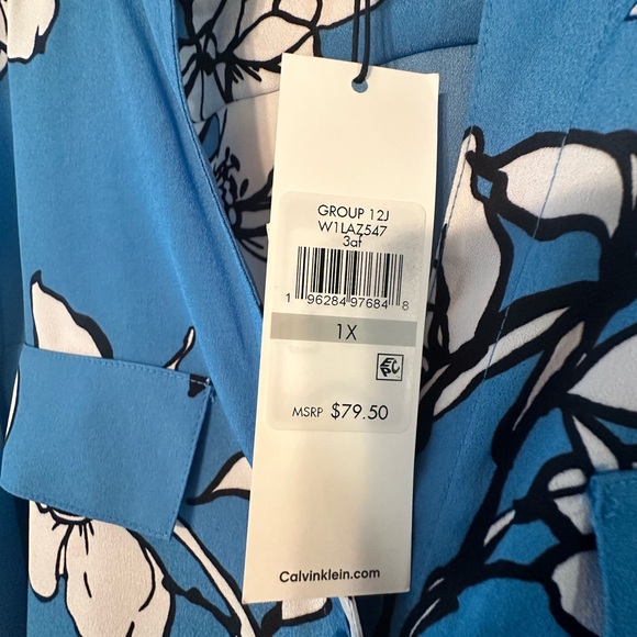Calvin Klein turquoise with flowers.  1X. NWT - Picture 4 of 6